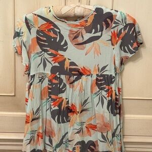 Tropical Leaf Print Kids Blouse